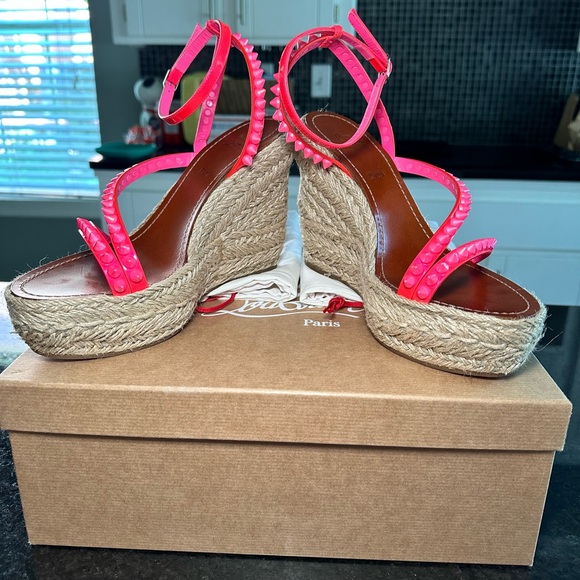 Christian Louboutin MAFALDINA ZEPPA Spiked Platform Wedge Heel Sandal Shoes - Picture 9 of 15